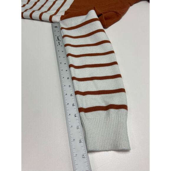 Sucrefas Turtleneck Knit Sweater Long Sleeve Colorblock Brown White Women's M - Picture 7 of 8